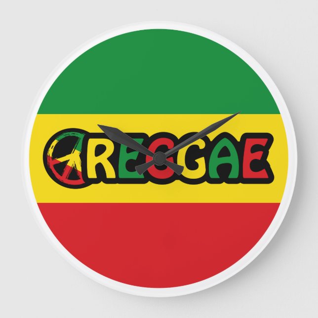 Reggae-design med reggae flagga färg stor klocka (Framsida)