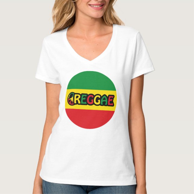 Reggae-design med reggae flagga färg t shirt (Framsida)