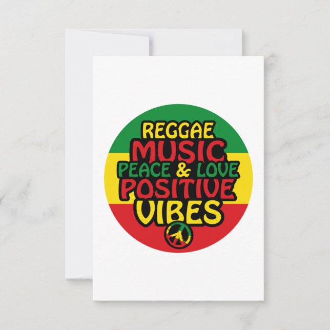 Reggae design with positive quotes and reggae flag kort (Framsida)