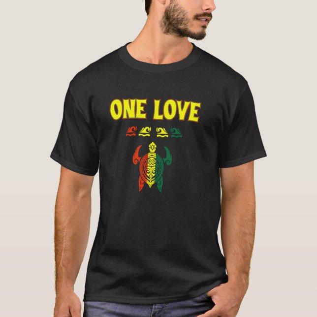 Reggae En Kärlek Hawaiiansk havssköldpadda för ön T Shirt (Framsida)
