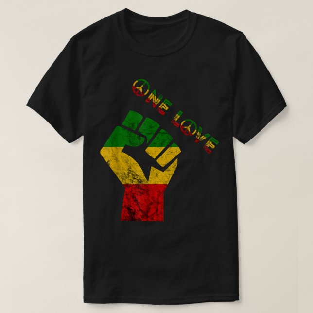Reggae Fist Rasta Reggae Music One Kärlek Jamaica  T Shirt (Design framsida)