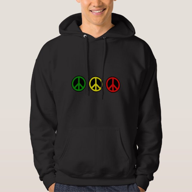 REGGAE FÖR 3 FREDSSYMBOLER SWEATSHIRT MED LUVA (Framsida)