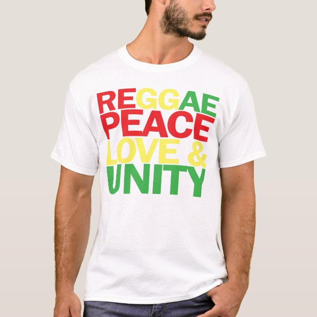 Reggae. Fred, kärlek & enhet T-shirt (Framsida)