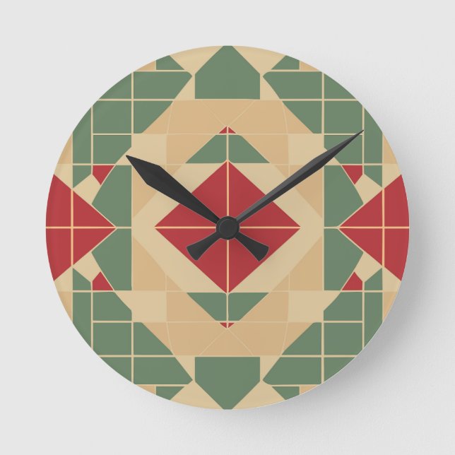 Reggae Geometric Pastel Tile Rund Klocka (Framsida)