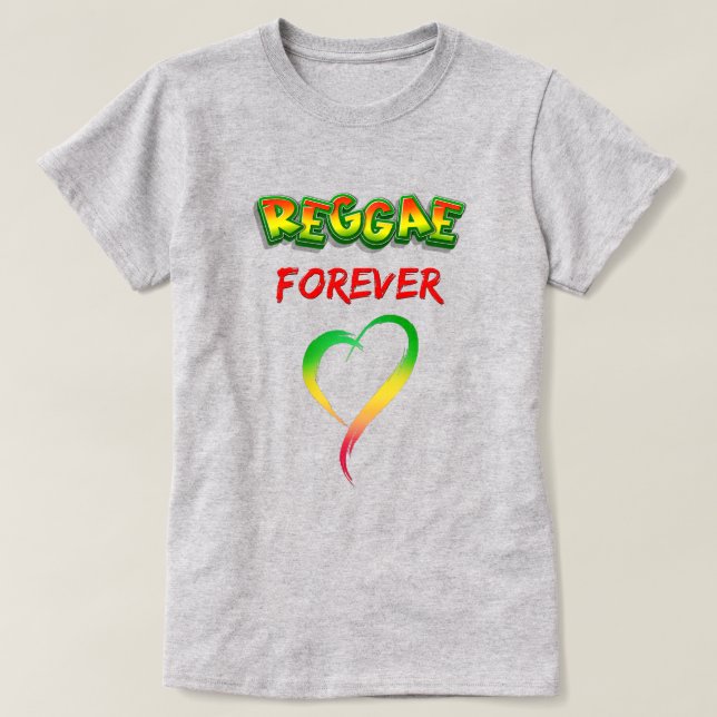 Reggae-gult för evigt röd grönt t shirt (Design framsida)