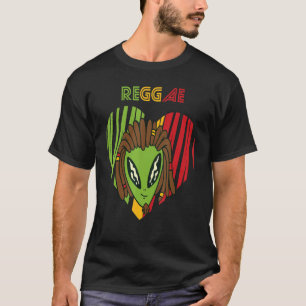 Reggae Heart Alien Rasta Jamaica Souvenir Rastafar T Shirt