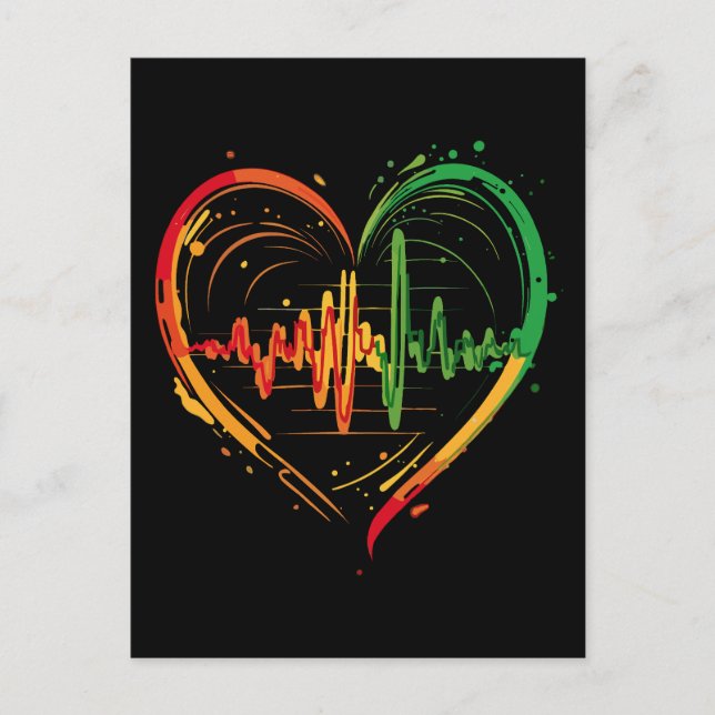 Reggae Heart Beat Vykort (Framsida)