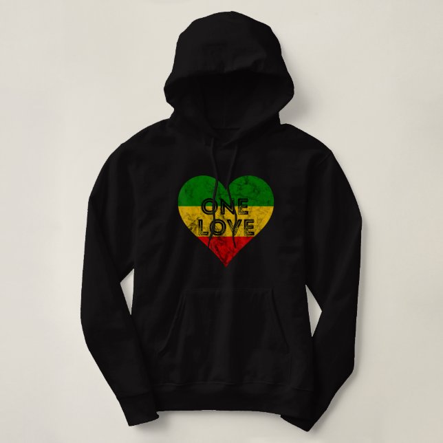 Reggae Heart One Kärlek Rasta Reggae Music Rastafa T Shirt (Design framsida)