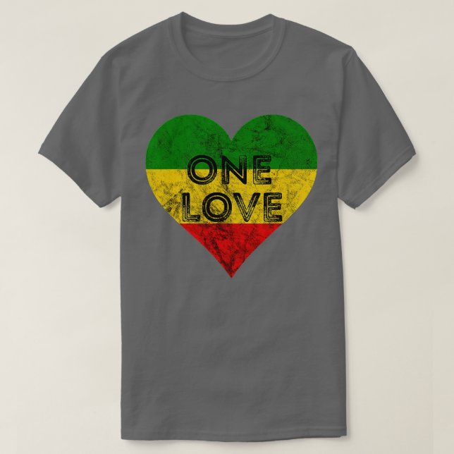 Reggae Heart One Kärlek Rasta Reggae Music Rastafa T Shirt (Design framsida)