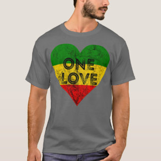 Reggae Heart One Kärlek Rasta Reggae Music Rastafa T Shirt