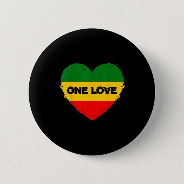 Reggae Heart One Love Rasta Reggae Music Rastafari Knapp (Framsida)