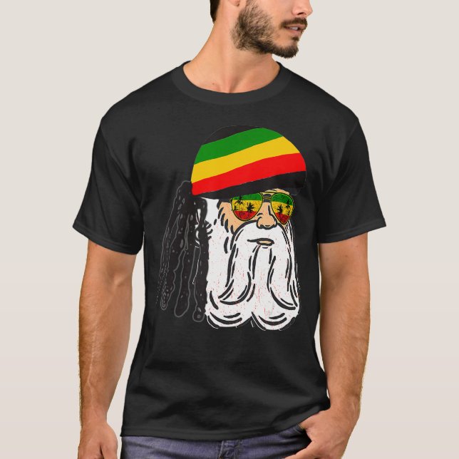 Reggae Julafton Santa Rasta jul Rasta Rastafari  T Shirt (Framsida)
