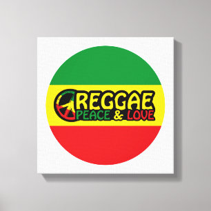 Reggae-konst med positiv ord Peace och Kärlek Canvastryck
