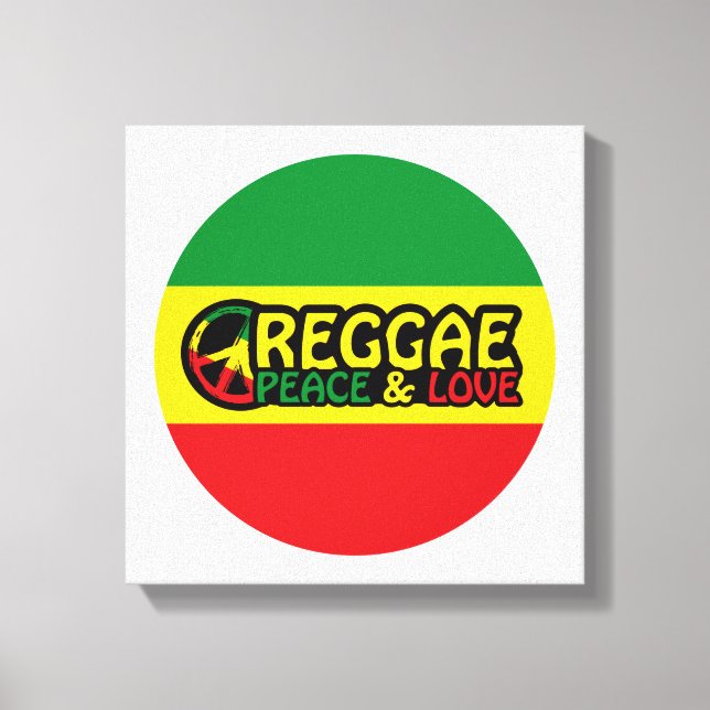 Reggae-konst med positiv ord Peace och Kärlek Canvastryck (Framsida)