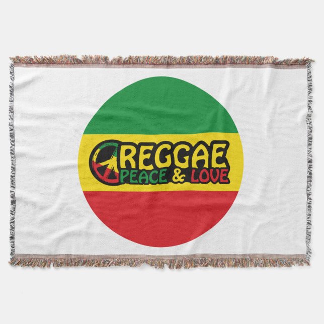 Reggae-konst med positiv ord Peace och Kärlek Filt (Framsidan)