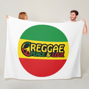 Reggae-konst med positiv ord Peace och Kärlek Fleecefilt