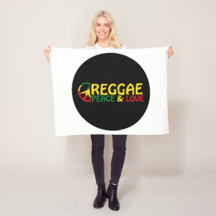 Reggae-konst med positiv ord Peace och Kärlek Fleecefilt