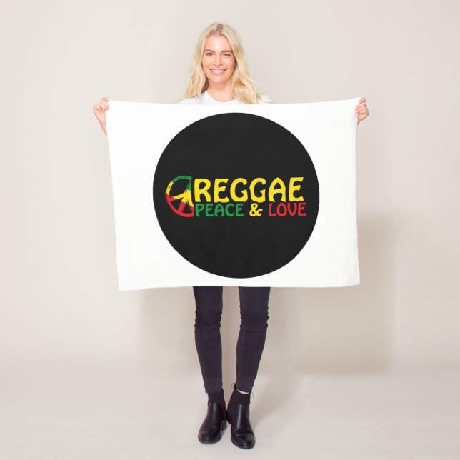 Reggae-konst med positiv ord Peace och Kärlek Fleecefilt (På plats)