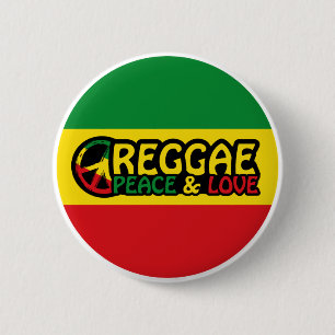 Reggae-konst med positiv ord Peace och Kärlek Knapp