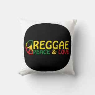 Reggae-konst med positiv ord Peace och Kärlek Kudde