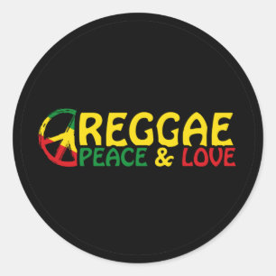 Reggae-konst med positiv ord Peace och Kärlek Runt Klistermärke
