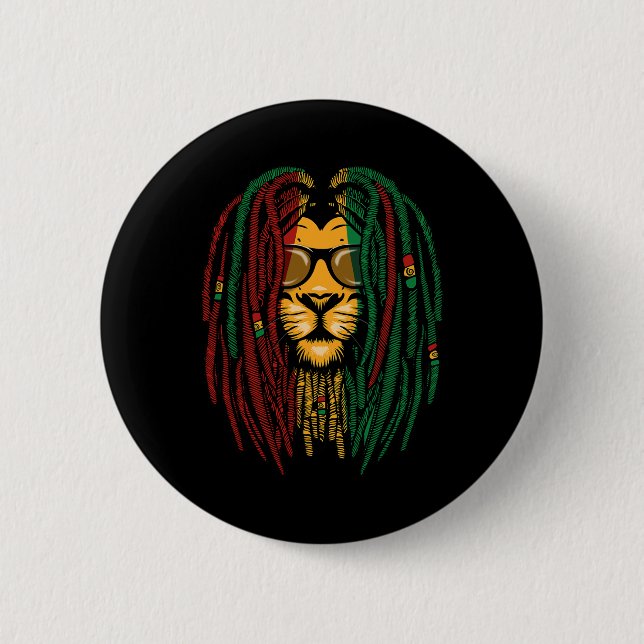Reggae Lejon Dreadlocks Vild katt Rasta Afrika Ras Knapp (Framsida)