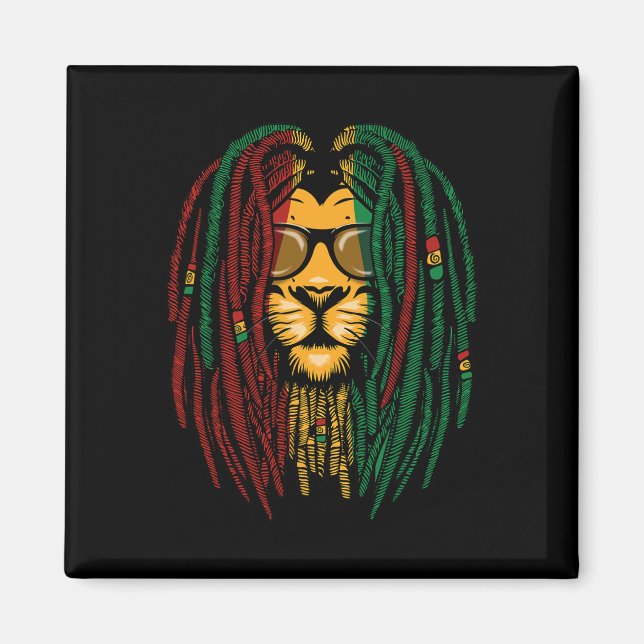 Reggae Lejon Dreadlocks Vild katt Rasta Afrika Ras Magnet (Framsidan)