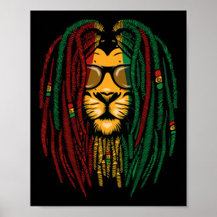 Reggae Lejon Dreadlocks Vild katt Rasta Afrika Ras Poster
