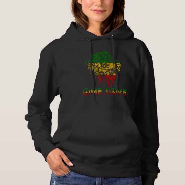 Reggae Lejon för Judah Rasta One Kärlek Rastafari  T Shirt (Framsida)