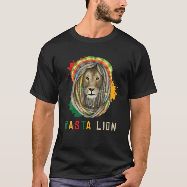 Reggae Lejonare Rastafari Dreadlocks Reggaeton Jam T Shirt (Framsida)