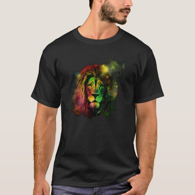Reggae Lion Rastafari Music Freedom Zion Jamaica   T Shirt (Framsida)