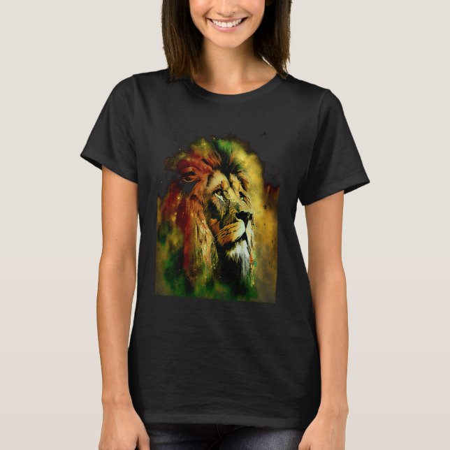 Reggae Lion Rastafari Music Freedom Zion Jamaica T Shirt (Framsida)