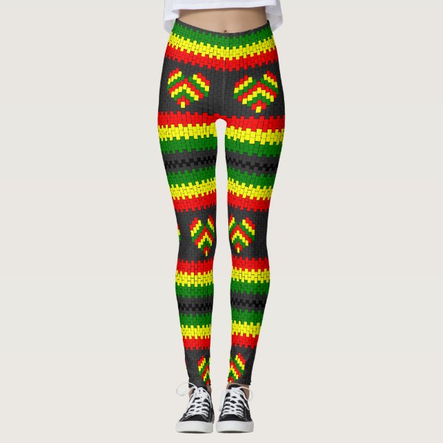 Reggae Love Heart Rasta Hippie Power Yoga Leggings (Framsida)