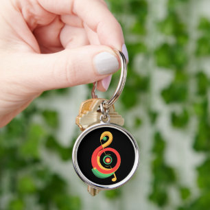 Reggae Music Clef Rund Silverfärgad Nyckelring