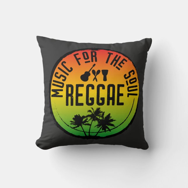 Reggae Music for Soul Caribbean Rasta Quote Kudde (Framsida)