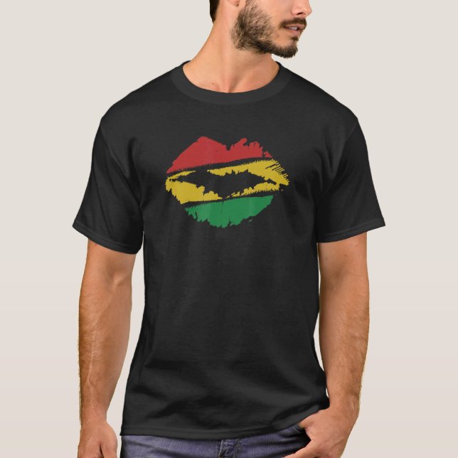 Reggae Music Jamaica Kissing Lips Flag Rastafari R T Shirt (Framsida)
