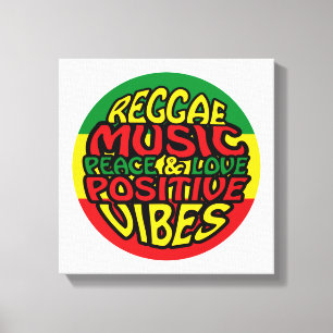 Reggae Music med positiv ord Canvastryck