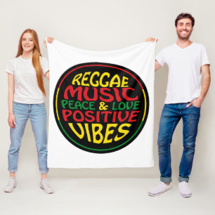 Reggae Music med positiv ord och citattecken Fleecefilt
