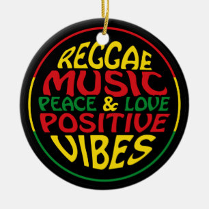 Reggae Music med positiv ord och citattecken Julgransprydnad Keramik