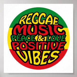 Reggae Music med positiv ord Poster