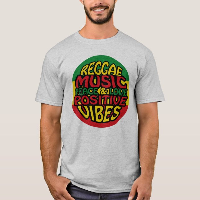 Reggae Music med positiv ord T Shirt (Framsida)