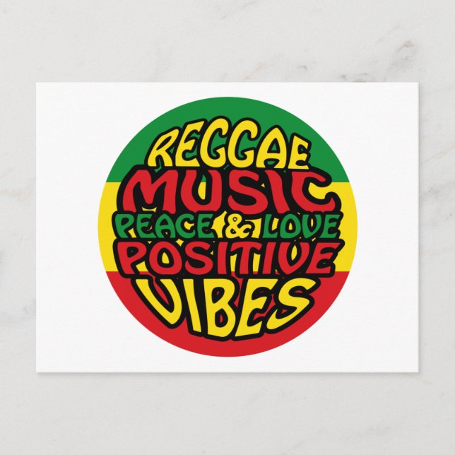 Reggae Music med positiv ord Vykort (Framsida)