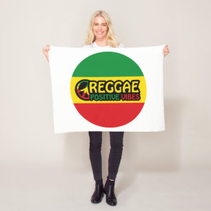 Reggae Music med positiv vibes och reggae flagga Fleecefilt