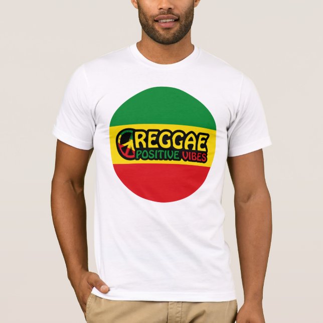 Reggae Music med positiv vibes och reggae flagga T Shirt (Framsida)