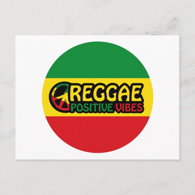 Reggae Music med positiv vibes och reggae flagga Vykort (Framsida)