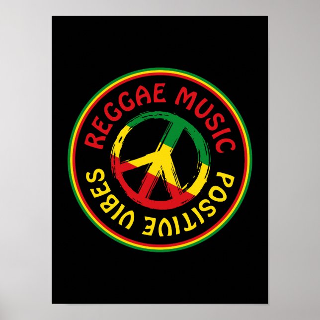 Reggae Music Peace Symbol Positive Vibes Reggae Poster (Framsidan)