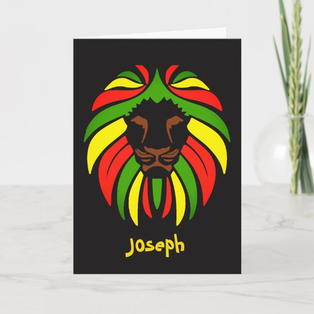 Reggae Music Rasta Färg Anpassat namn födelsedag Kort (Framsida)