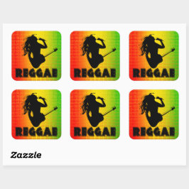 Reggae Music Rasta Rastaman Square Stickers Fyrkantigt Klistermärke