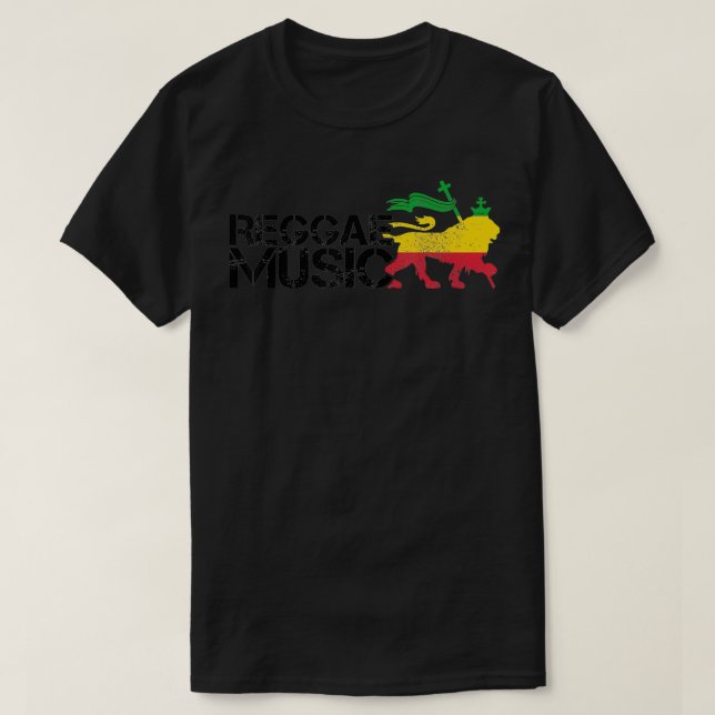 Reggae Music Rastafari Lejon of Judah Jamaica Rast T Shirt (Design framsida)