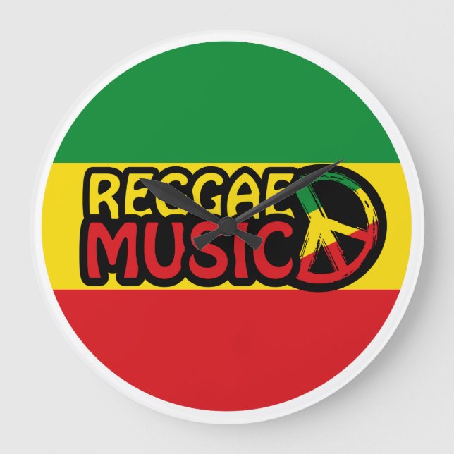 Reggae Music, reggae art with peace symbol Stor Klocka (Framsida)